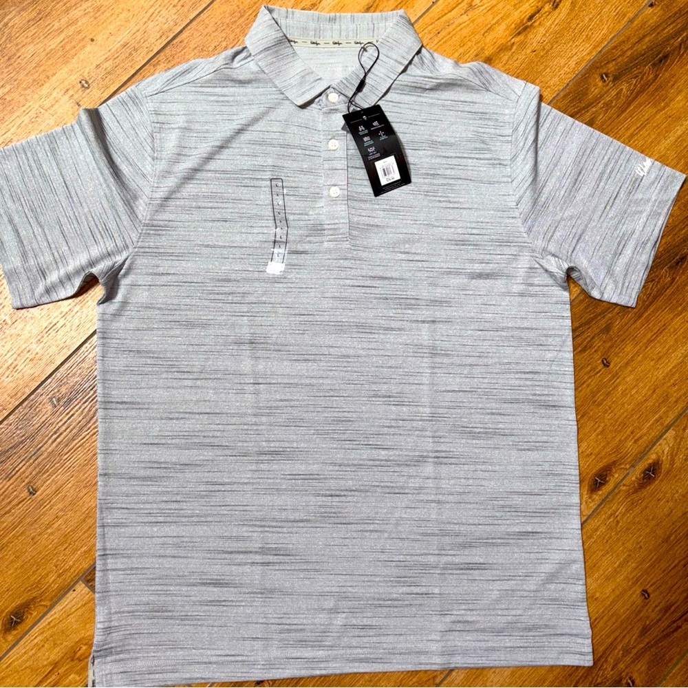 NWT Walter Hagen (Msrp $70) Men’s P11 Crisp White Monument Grey Polo Sz L